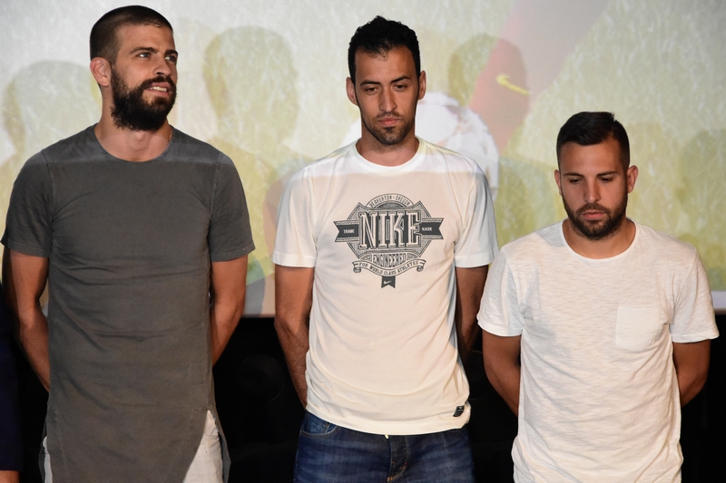 Gerard Pique,Sergio Busquets & Jordi Alba at CCBe